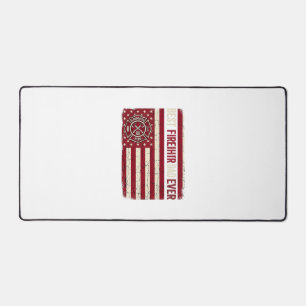 Firefighter Dad Vertical Flag Vintage Desk Mat
