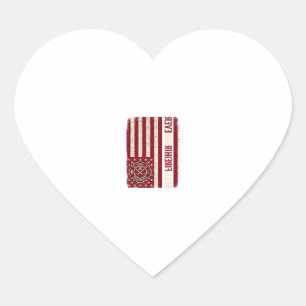 Firefighter Dad Vertical Flag Vintage Heart Sticker