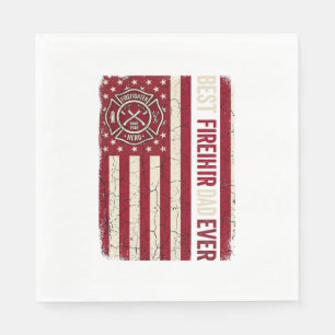 Firefighter Dad Vertical Flag Vintage Napkin
