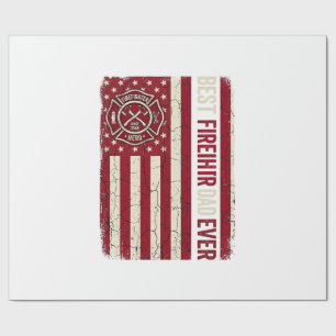 Firefighter Dad Vertical Flag Vintage Wrapping Paper