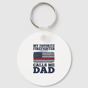 Firefighter Dad Vintage Flag Shirt Design_1 Key Ring