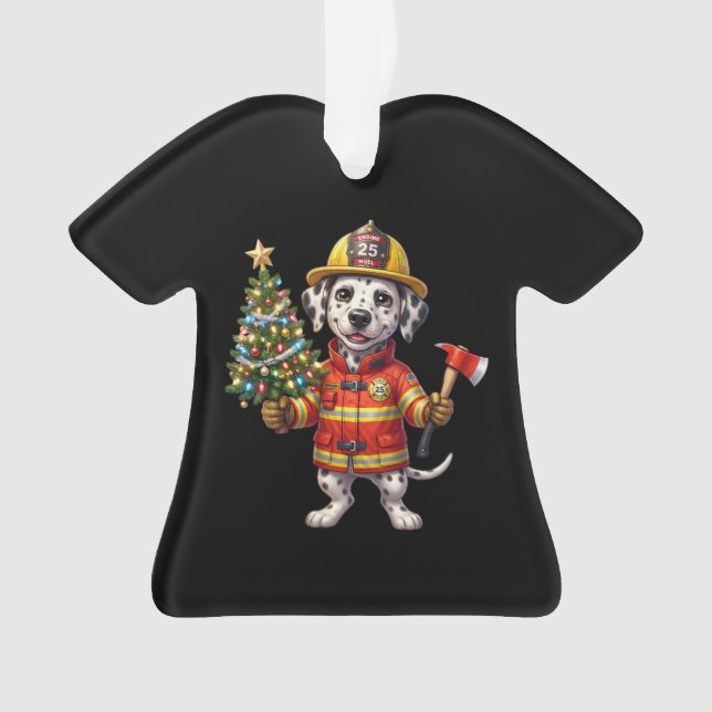 Firefighter Dalmatian Christmas Tree Ornament (Front)