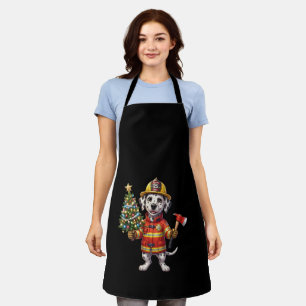 Firefighter Dalmatian Christmas Tree Ornament Apron