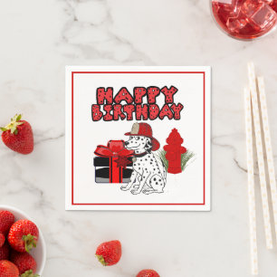 Firefighter Dalmatian Dog Fire Hydrant Birthday Napkin