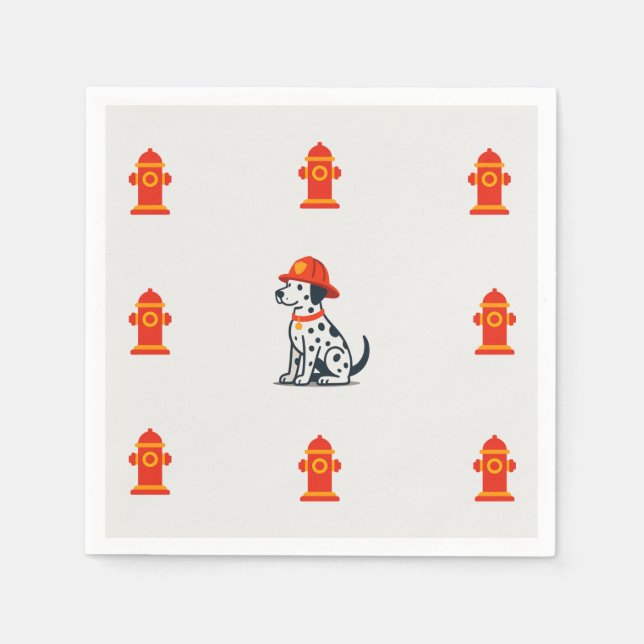 Firefighter Dalmatian Party Napkin (Front)