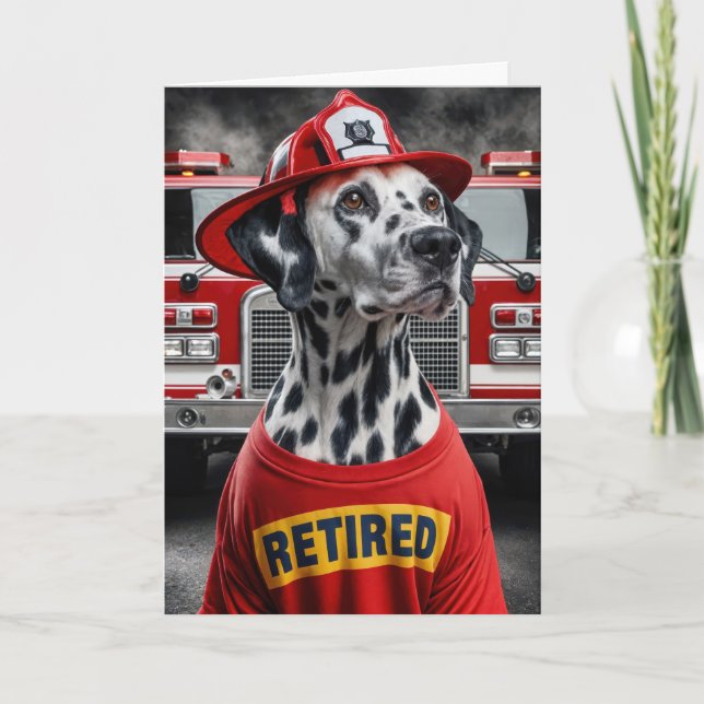 Firefighter Dalmation Wearing a Retired Shirt Card (Front)