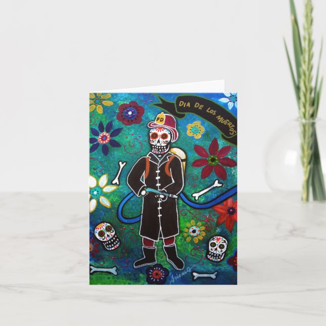 FIREFIGHTER DAY OF THE DEAD CARD (Front)