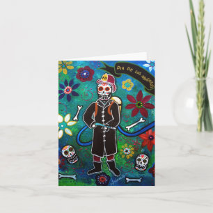 FIREFIGHTER DAY OF THE DEAD CARD