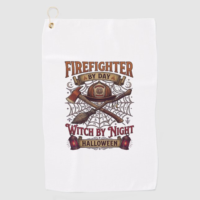 Firefighter Day Witch Night Halloween Helmet Axe B Golf Towel (Front)