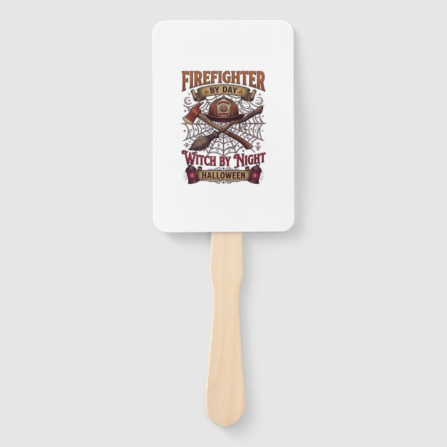 Firefighter Day Witch Night Halloween Helmet Axe B Hand Fan (Front)