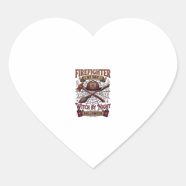 Firefighter Day Witch Night Halloween Helmet Axe B Heart Sticker (Front)