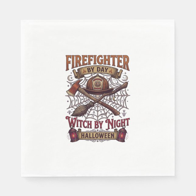Firefighter Day Witch Night Halloween Helmet Axe B Napkin (Front)