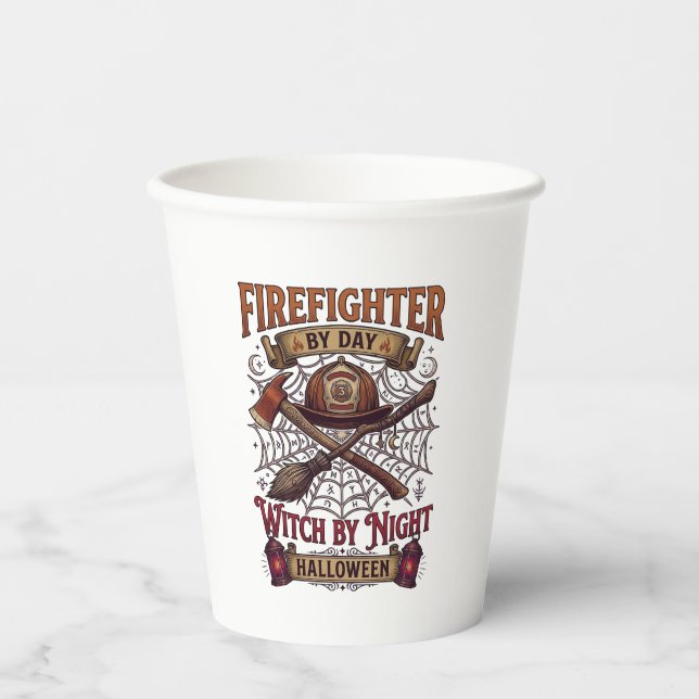 Firefighter Day Witch Night Halloween Helmet Axe B Paper Cups (Front)