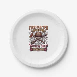 Firefighter Day Witch Night Halloween Helmet Axe B Paper Plate