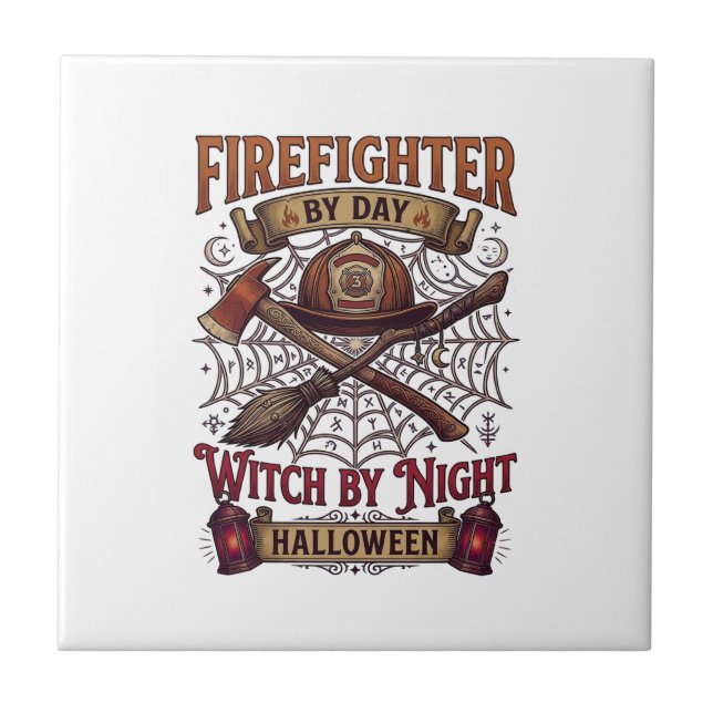 Firefighter Day Witch Night Halloween Helmet Axe B Tile (Front)