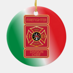 Firefighter Division Chief Custom Ceramic Tree Decoration