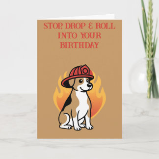Firefighter Dog Birthday Card