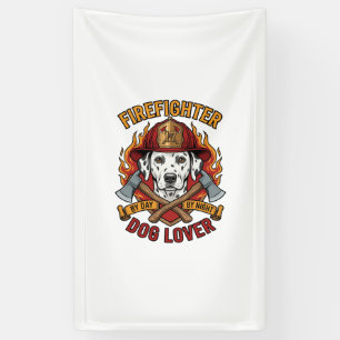 Firefighter Dog Lover Dalmatian Fire Helmet Axes F Banner