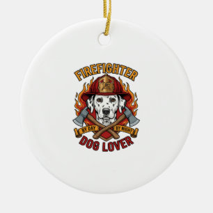 Firefighter Dog Lover Dalmatian Fire Helmet Axes F Ceramic Tree Decoration