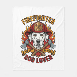 Firefighter Dog Lover Dalmatian Fire Helmet Axes F Fleece Blanket