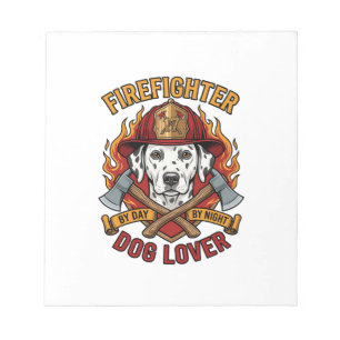 Firefighter Dog Lover Dalmatian Fire Helmet Axes F Notepad