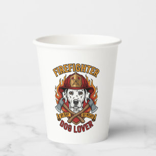 Firefighter Dog Lover Dalmatian Fire Helmet Axes F Paper Cups