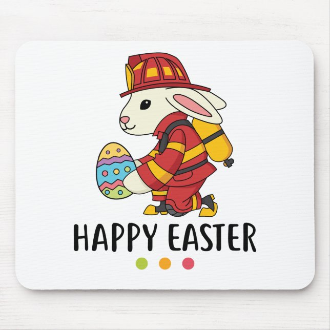 Firefighter Easter Bunny Mouse Pad (Front)