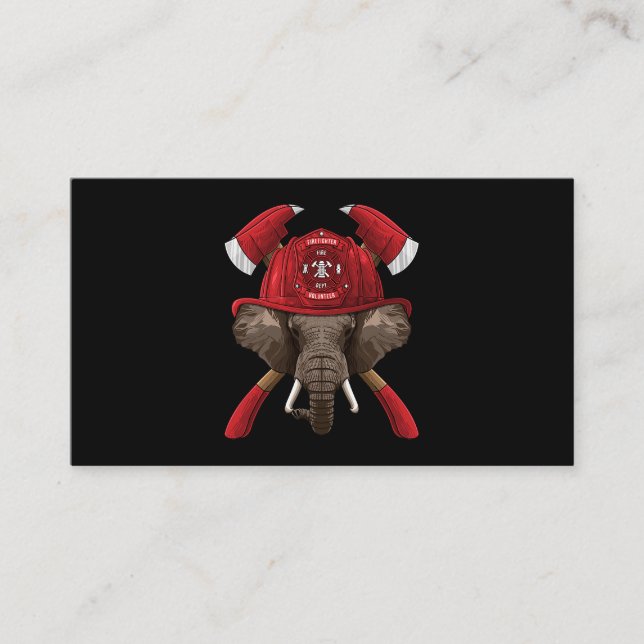 Firefighter Elephant Fireman Boys Kids Fire Rescue Business Card (Front)