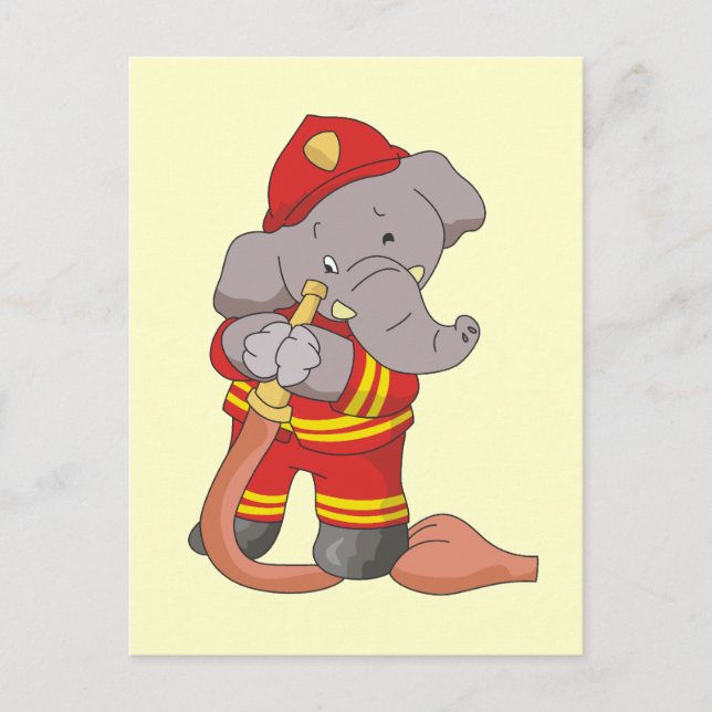 Firefighter Elephant Tshirts and Gifts Postcard (Front)
