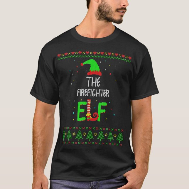 Firefighter Elf Family Matching Ugly Sweater Chris (Front)