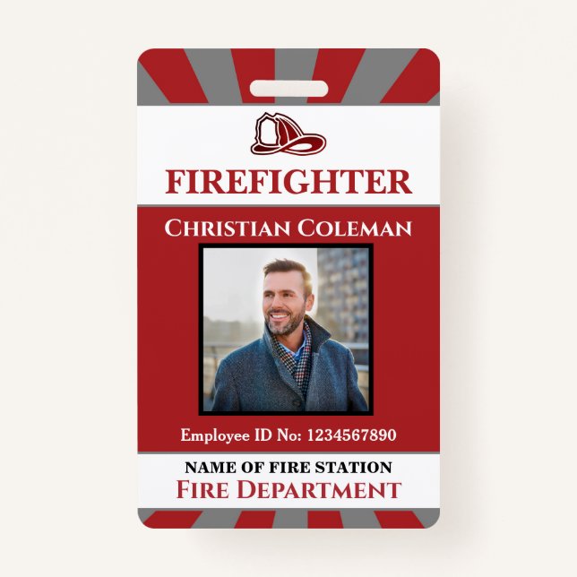 Firefighter Employee ID Card Photo Logo Custom  ID Badge (Front)