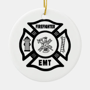 Firefighter EMT Ceramic Tree Decoration