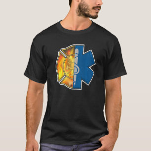 Firefighter Emt Proud Emt Firefighter Ems Badge 2 T-Shirt
