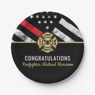Firefighter Fire Academy Fireman Graduation Paper Plate