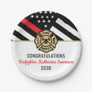 Firefighter Fire Academy Fireman Graduation Party Paper Plate
