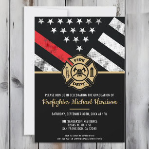 Firefighter Fire Academy Graduation Fireman Invitation