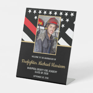 Firefighter Fire Academy Graduation Party Photo Pedestal Sign