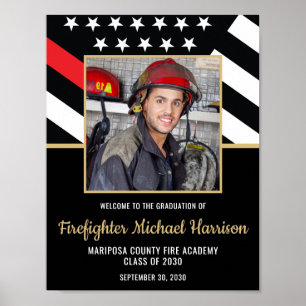 Firefighter Fire Academy Graduation Party Photo Poster