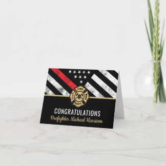 Firefighter Fire Academy Graduation Red Line Flag Card
