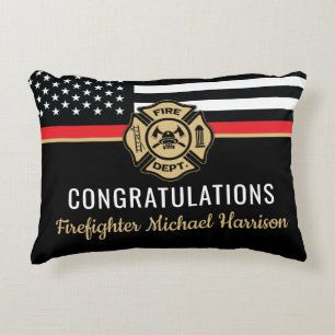 Firefighter Fire Academy Red Line Flag Graduation Decorative Cushion