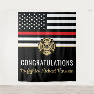 Firefighter Fire Academy Red Line Flag Graduation Tapestry