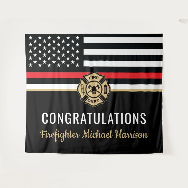 Firefighter Fire Academy Red Line Flag Graduation Tapestry (Front (Horizontal))