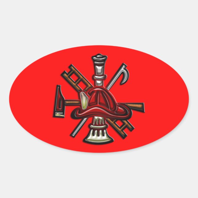 Firefighter Fire and Rescue Department Emblem Oval Sticker (Front)
