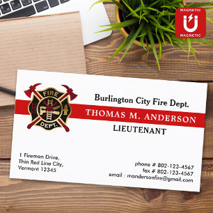 Firefighter Fire Department Custom Logo Fireman  Magnetic Business Card