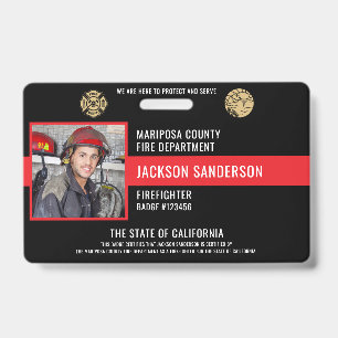 Firefighter Fire Department Employee Photo ID Badge