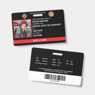 Firefighter Fire Department Employee Photo ID Badge