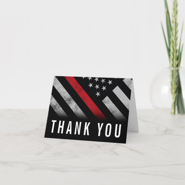 Firefighter Fire Department Flag First Responder Thank You Card (Front)