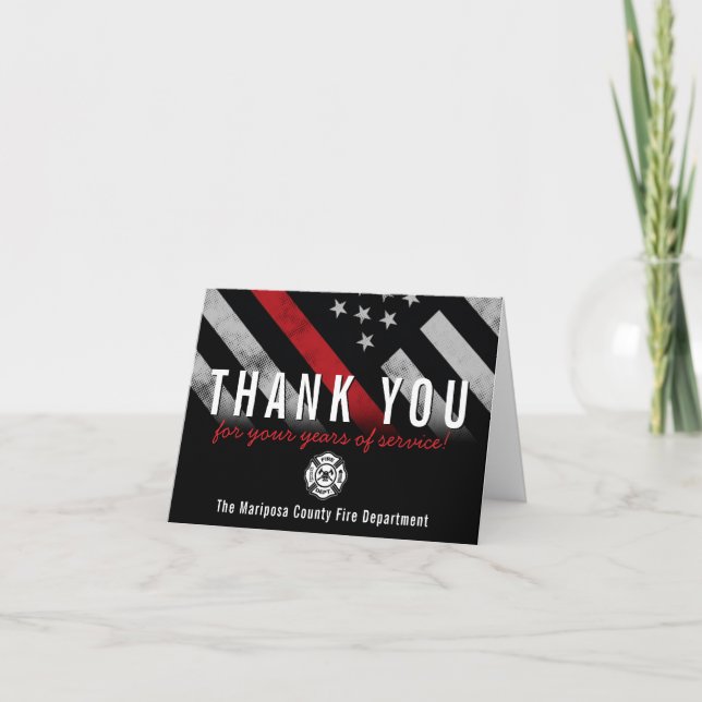 Firefighter Fire Department Flag First Responder Thank You Card (Front)