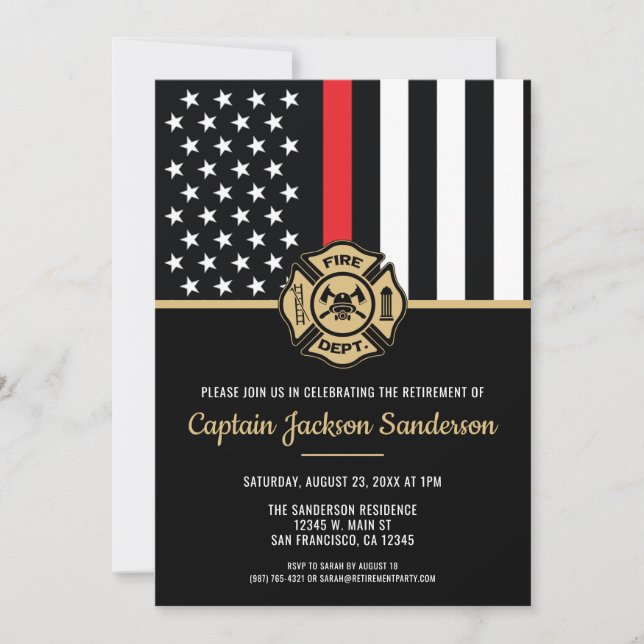 Firefighter Fire Department Retirement Fireman Invitation (Front)