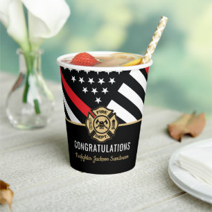 Firefighter Fire Department Retirement Fireman Paper Cups
